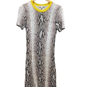 Carven Snake Print Mini Dress with Yellow Accent